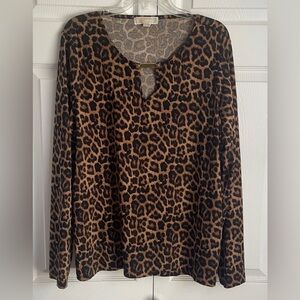 Michael Kors Women’s Long Sleeve Leopard Print Top Plus Size 2X
